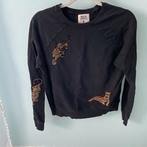Black cotton anthropology tiger sweatshirt